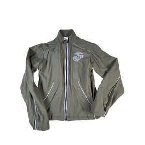 USMC Marines Olive Green Track Jacket XXS Lightweight Windbreaker Reflective